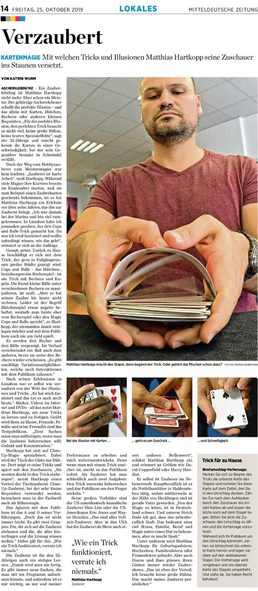 Matthias Hartkopp Kartenmagie in der Mitteldeutsche Zeitung
